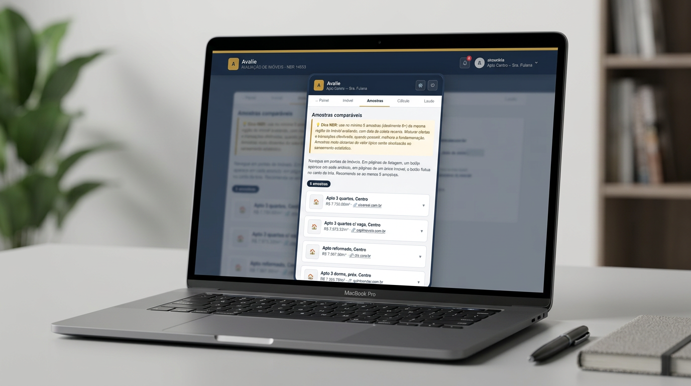 Captura de amostras comparáveis direto no portal, sem copiar e colar